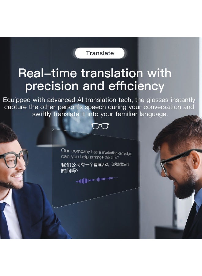 دومرز‌ نظارات دومارز الذكية المزودة بتقنية الذكاء الاصطناعي وكاميرا عالية الدقة 1080 بكسل، وترجمة فورية بالذكاء الاصطناعي، وصوت بلوتوث 5.4، ومسجل فيديو بدون استخدام اليدين للسفر والرياضة والاستخدام الخارجي (عدسة شفافة). - Image 5